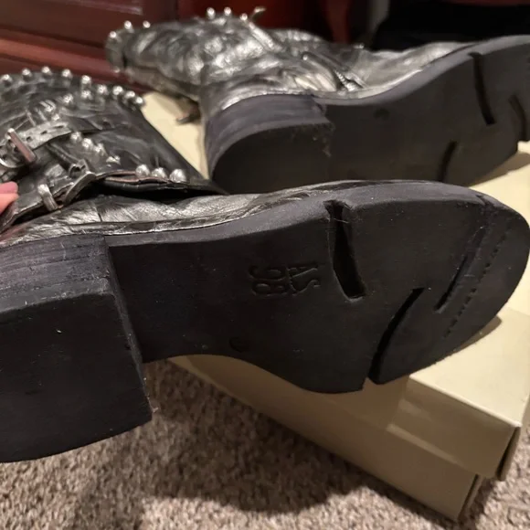 Like New A.S.98 Studded Silver Leather Boots - Picture 7 of 14